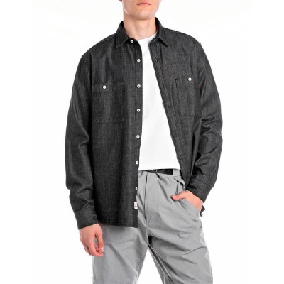 риза,с,дълъг,ръкав,мъжки,ризи,replay,m4150.000.88490b,long,sleeve,shirt,black
