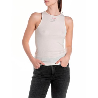 тениска,дамски,тениски,replay,w3398.000.23745,sleeveless,t,shirt,butter,white,(beige)