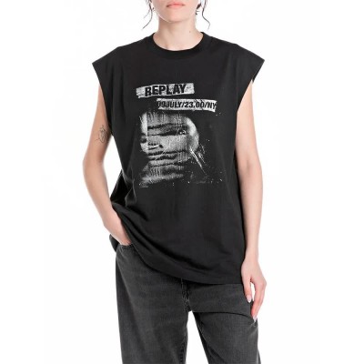 тениска,дамски,тениски,replay,w3409a.000.2660,sleeveless,t,shirt,black