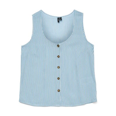 тениска,дамски,тениски,vero,moda,bumpy,sleeveless,t,shirt,blue,(airy,blue,snow,white)