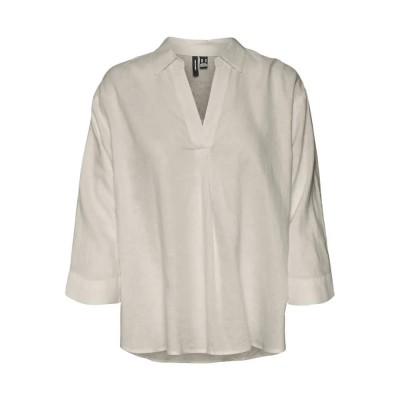 тениска,дамски,тениски,vero,moda,linn,3,4,sleeve,t,shirt,beige,(moonbeam)