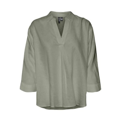 тениска,дамски,тениски,vero,moda,linn,3,4,sleeve,t,shirt,seagrass,(green)