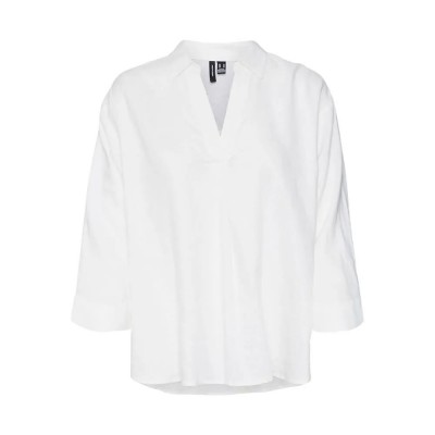 тениска,дамски,тениски,vero,moda,linn,3,4,sleeve,t,shirt,snow,white,(white)