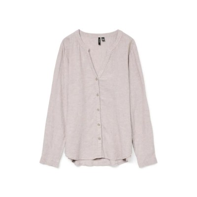 риза,с,дълъг,ръкав,дамски,блузи,дамски,ризи,vero,moda,linn,long,sleeve,shirt,beige,(moon,rock,melange)
