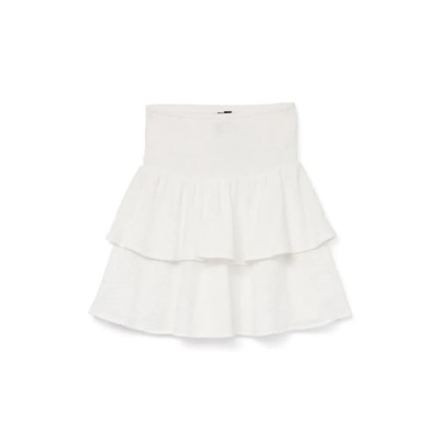 пола,дамски,поли,и,рокли,vero,moda,natali,smock,high,waist,short,skirt,white,(snow,white)