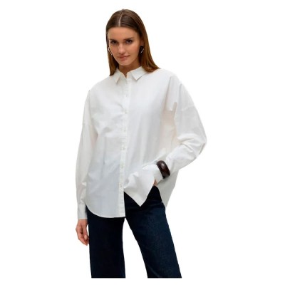 риза,с,дълъг,ръкав,дамски,блузи,дамски,ризи,vero,moda,paris,loose,oxford,long,sleeve,shirt,snow,white,(white)