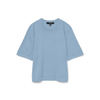 блуза,дамски,пуловери,дамски,плетени,дрехи,vero,moda,silje,2,4,oversize,short,sleeve,sweater,cashmere,blue,(blue)