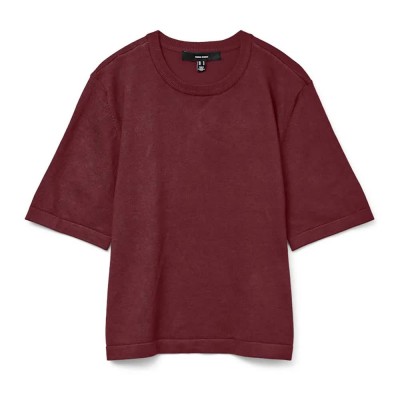 блуза,дамски,пуловери,дамски,плетени,дрехи,vero,moda,silje,2,4,oversize,short,sleeve,sweater,red,(tawny,port)
