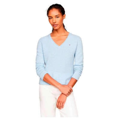 блуза,дамски,пуловери,дамски,плетени,дрехи,tommy,hilfiger,soft,v,neck,sweater,blue,(vessel,blue,heather)