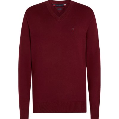 блуза,мъжки,пуловери,tommy,hilfiger,pima,v,neck,sweater,red