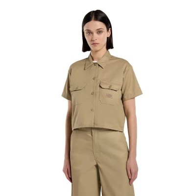 риза,с,къс,ръкав,дамски,блузи,дамски,ризи,dickies,work,cropped,short,sleeve,shirt,khaki,(beige)