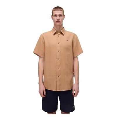 риза,с,къс,ръкав,мъжки,ризи,napapijri,linen,short,sleeve,shirt,tannin,(beige)