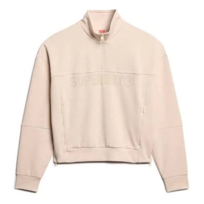 блуза,дамски,блузи,superdry,active,tech,logo,relaxed,half,zip,sweatshirt,off,grey
