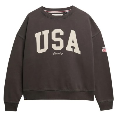 блуза,дамски,блузи,superdry,athletic,relaxed,sweatshirt,brown,(charcoal)