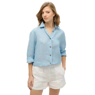 риза,с,дълъг,ръкав,дамски,блузи,дамски,ризи,superdry,casual,linen,boyfriend,long,sleeve,shirt,sea,blue,chambray,(blue)