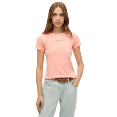 тениска,дамски,тениски,superdry,core,logo,city,fitted,short,sleeve,t,shirt,orange,(peach,amber,pink)