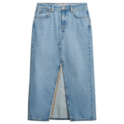 пола,дамски,поли,и,рокли,superdry,denim,split,long,skirt,blue