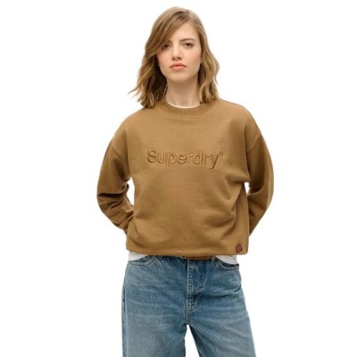 блуза,дамски,блузи,superdry,emb,core,logo,loose,sweatshirt,brown,(deep,beige)