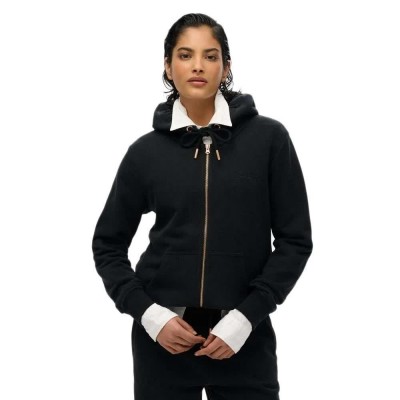 блуза,дамски,блузи,superdry,essential,logo,full,zip,sweatshirt,black