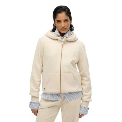 блуза,дамски,блузи,superdry,essential,logo,full,zip,sweatshirt,light,oat,marl,(beige)