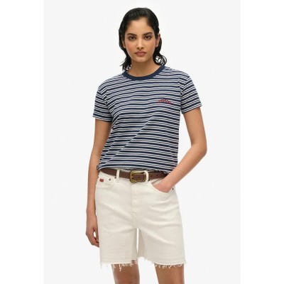тениска,дамски,тениски,superdry,essential,logo,str,fitted,short,sleeve,t,shirt,richest,navy,stripe,(blue)
