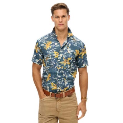 риза,с,къс,ръкав,мъжки,ризи,superdry,hawaiian,print,short,sleeve,shirt,tropical,flowers,blue,washed,(blue)