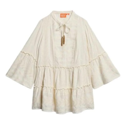 рокля,дамски,поли,и,рокли,superdry,ibiza,tiered,long,sleeve,short,dress,beige