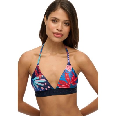 дамски,бански,костюми,superdry,logo,triangle,bikini,top,tropical,stencil,blue,print,(blue)