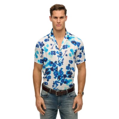 риза,с,къс,ръкав,мъжки,ризи,superdry,print,short,sleeve,shirt,white,(abstract,floral,wedgewood,blue)