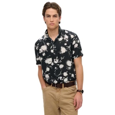 риза,с,къс,ръкав,мъжки,ризи,superdry,print,short,sleeve,shirt,black