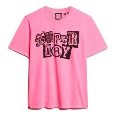 тениска,дамски,тениски,superdry,punk,poster,relaxed,short,sleeve,t,shirt,pink,(fluro,pink)