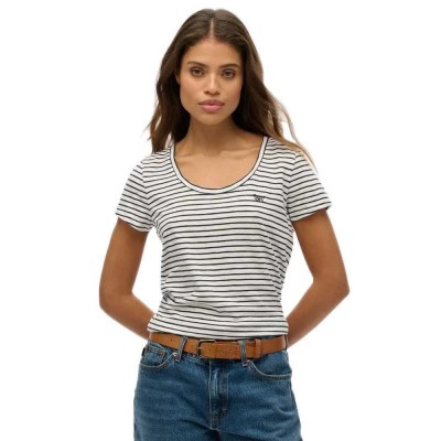 тениска,дамски,тениски,superdry,scoop,neck,short,sleeve,t,shirt,optic,eclipse,navy,stripe,(white)