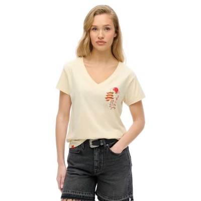 тениска,дамски,тениски,superdry,suika,metallic,relaxed,vee,short,sleeve,t,shirt,urban,cream,(beige)