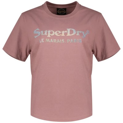 тениска,дамски,тениски,superdry,venue,metallic,relaxed,short,sleeve,t,shirt,grape,shake,purple,(pink)