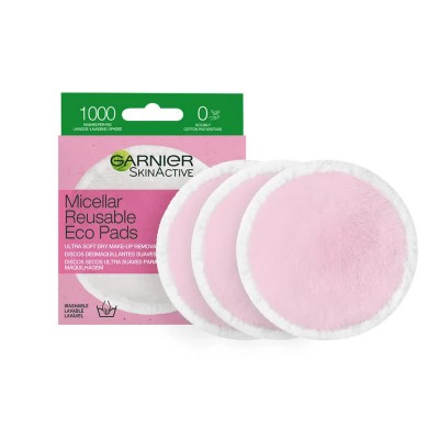 козметика,за,почистване,garnier,reusable,microfiber,makeup,remover,pads,3,units,pink,(multicolor)