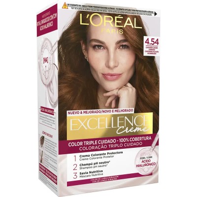 хигиена,коса,l´oreal,paris,excell,permanent,dye,4.54,brown,mahogany,copper,550,clear,(multicolor)