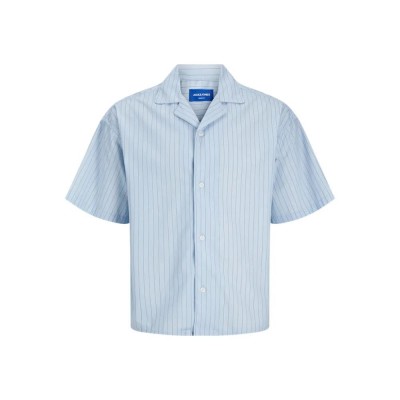 риза,с,къс,ръкав,мъжки,ризи,jack,&,jones,boxy,poplin,stripe,styd24,short,sleeve,shirt,blue,(skyway)