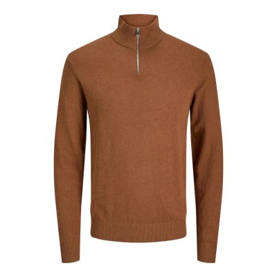 блуза,мъжки,пуловери,jack,&,jones,emil,half,zip,sweater,brown,(monks,robe)