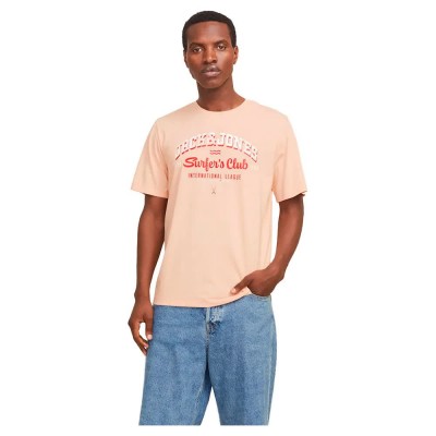 тениска,мъжки,тениски,jack,&,jones,logo,short,sleeve,t,shirt,peach,parfait,melange,(beige)