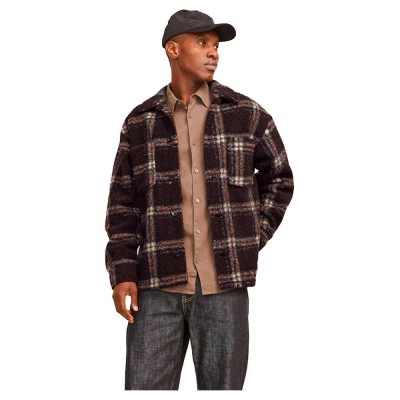 карирана,риза,мъжки,якета,jack,&,jones,newton,teddy,overshirt,chocolate,torte,checks,(brown)