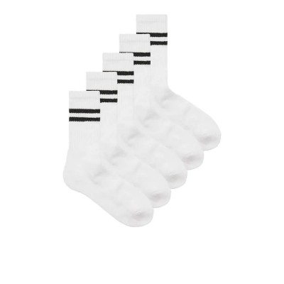 чорапи,мъжки,чорапи,jack,&,jones,regen,tennis,socks,5,pairs,white,(white,black,strip)