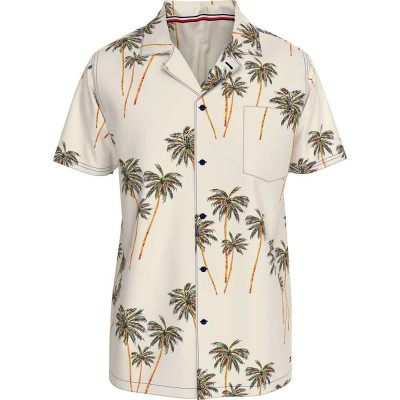 риза,с,къс,ръкав,мъжки,ризи,tommy,hilfiger,bowling,short,sleeve,shirt,beige,(ivory,silk,palm,tree)