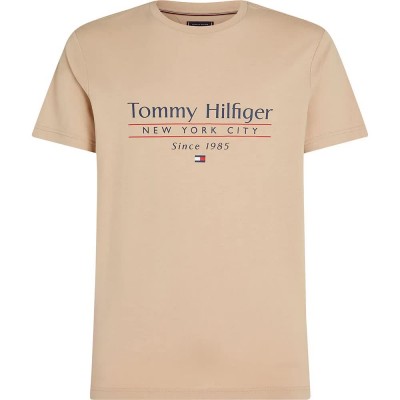 тениска,мъжки,тениски,tommy,hilfiger,center,stack,short,sleeve,t,shirt,sandalwood,(beige)