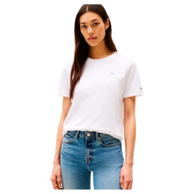 тениска,дамски,тениски,tommy,hilfiger,contrast,flag,regular,fit,short,sleeve,t,shirt,white