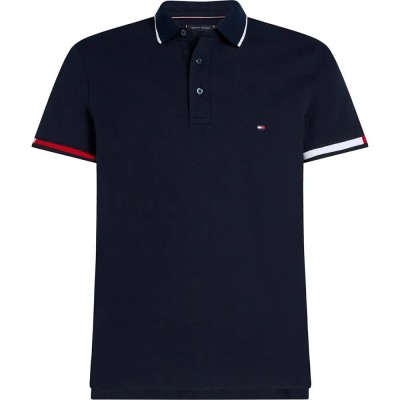 мъжки,блузи,с,яка,tommy,hilfiger,flag,cuff,slim,fit,short,sleeve,polo,desert,sky,(blue)