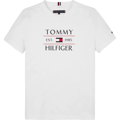 тениска,детски,тениски,tommy,hilfiger,flag,regular,fit,short,sleeve,t,shirt,white