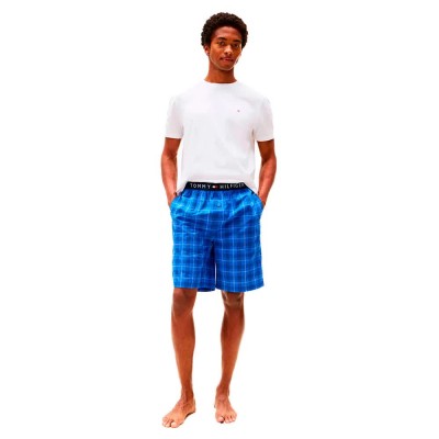 пижама,мъжки,пижами,tommy,hilfiger,um0um01959,short,sleeve,pyjama,white,grid,plaid,(white,blue)