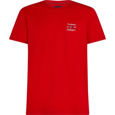 тениска,мъжки,тениски,tommy,hilfiger,stack,short,sleeve,t,shirt,mid,red,(red)
