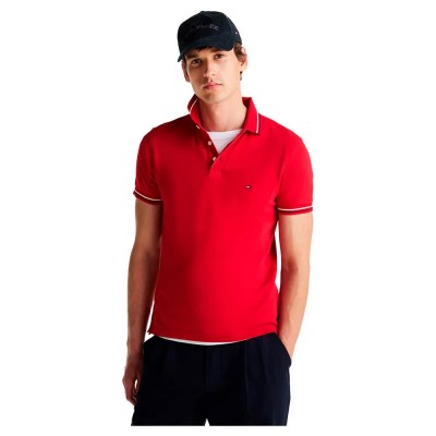 мъжки,блузи,с,яка,tommy,hilfiger,tipped,slim,fit,short,sleeve,polo,mid,red,(red)