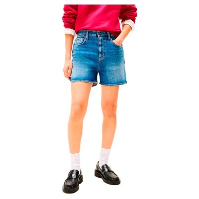 дънки,дамски,панталони,tommy,jeans,bi0134,mom,fit,denim,shorts,blue